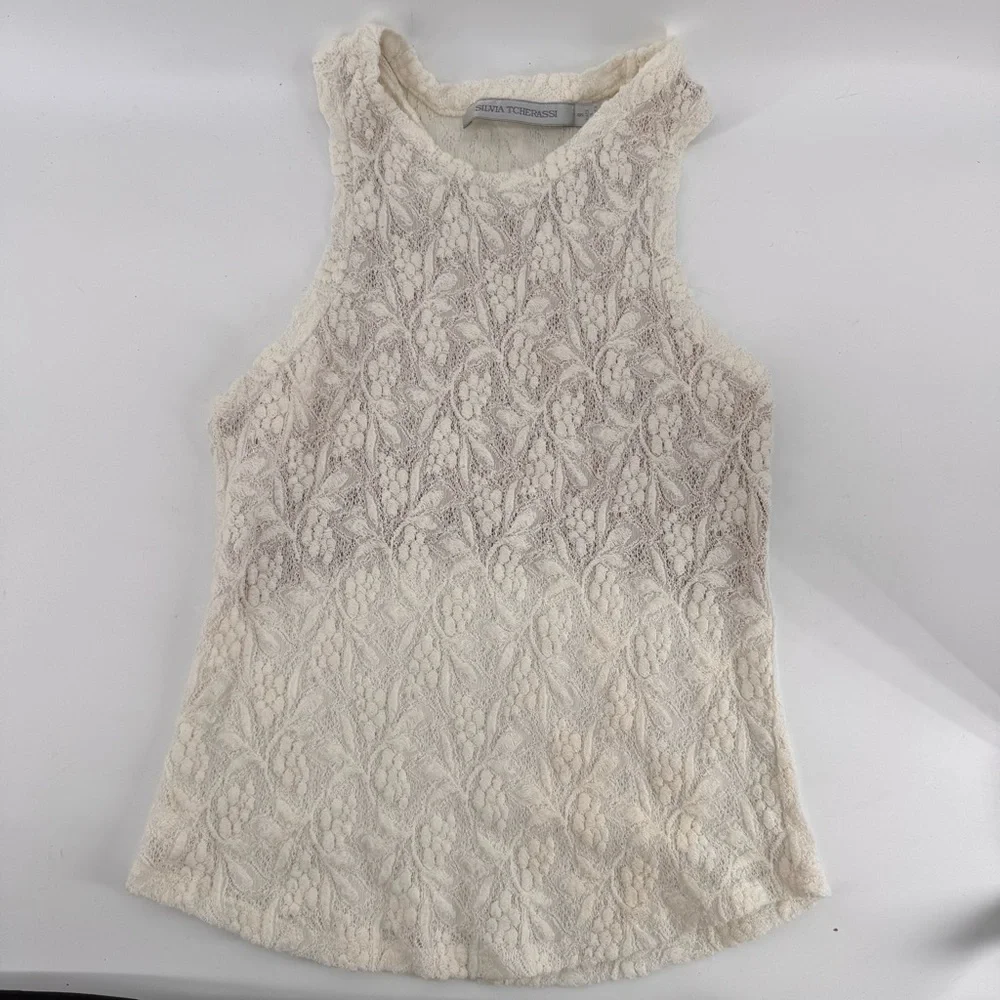Silvia Tcherassi Cream Lace Tank Top